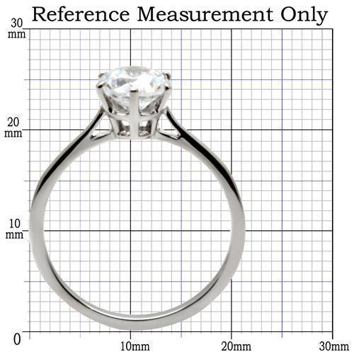TK025 - High polished (no plating) Stainless Steel Ring with AAA Grade CZ  in Clear - Joyeria Lady