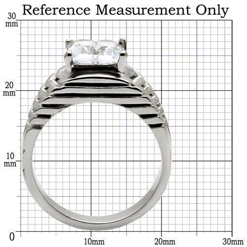 TK028 - High polished (no plating) Stainless Steel Ring with AAA Grade CZ  in Clear - Joyeria Lady
