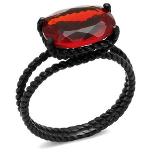 TK030J - IP Black(Ion Plating) Stainless Steel Ring with Synthetic Synthetic Glass in Siam - Joyeria Lady