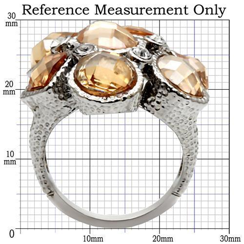 TK044 - High polished (no plating) Stainless Steel Ring with AAA Grade CZ  in Champagne - Joyeria Lady