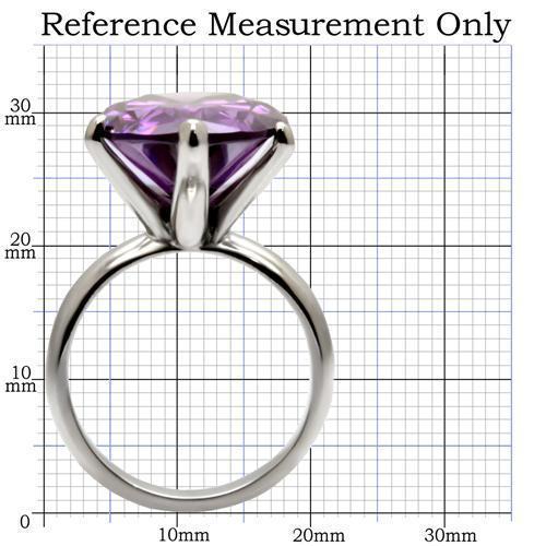 TK045 - High polished (no plating) Stainless Steel Ring with AAA Grade CZ  in Amethyst - Joyeria Lady