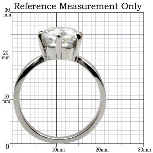 TK046 - High polished (no plating) Stainless Steel Ring with AAA Grade CZ  in Clear - Joyeria Lady