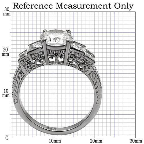 TK057 - High polished (no plating) Stainless Steel Ring with AAA Grade CZ  in Clear - Joyeria Lady