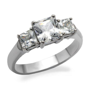 TK058 - High polished (no plating) Stainless Steel Ring with AAA Grade CZ  in Clear - Joyeria Lady