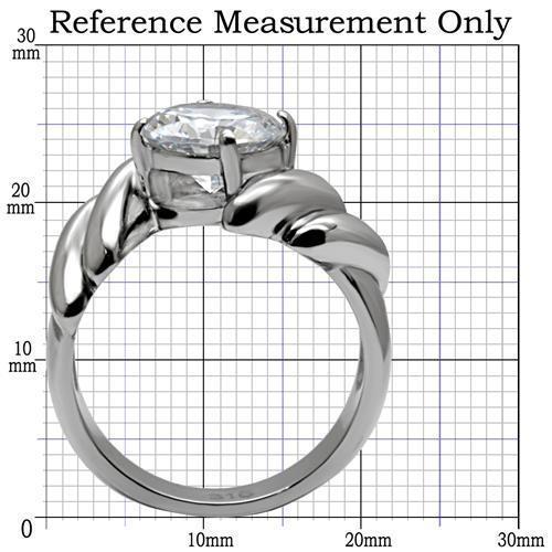 TK060 - High polished (no plating) Stainless Steel Ring with AAA Grade CZ  in Clear - Joyeria Lady