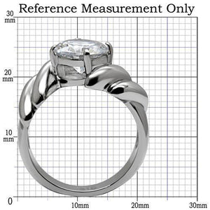 TK060 - High polished (no plating) Stainless Steel Ring with AAA Grade CZ  in Clear