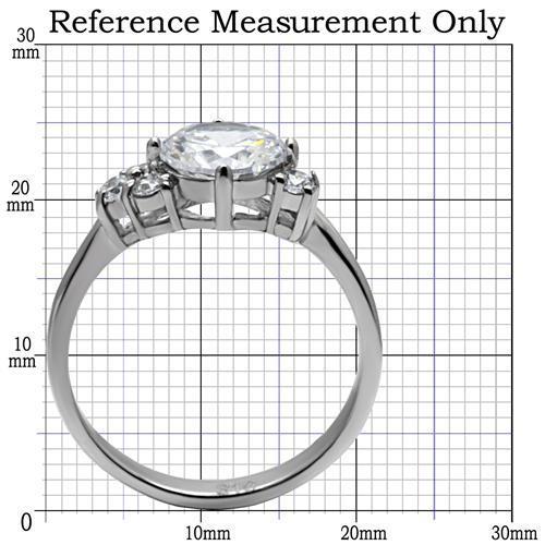 TK062 - High polished (no plating) Stainless Steel Ring with AAA Grade CZ  in Clear - Joyeria Lady