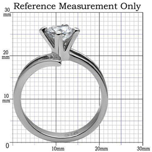 TK063 - High polished (no plating) Stainless Steel Ring with AAA Grade CZ  in Clear