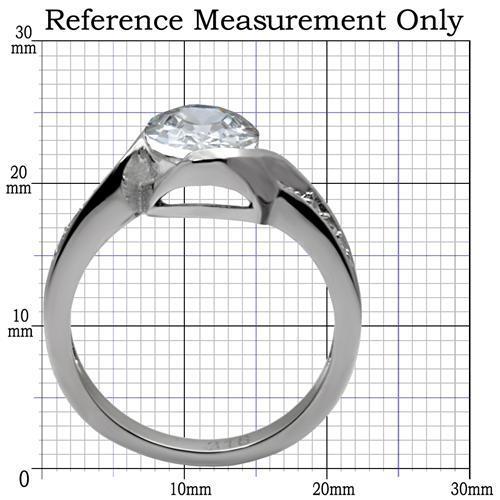 TK064 - High polished (no plating) Stainless Steel Ring with AAA Grade CZ  in Clear - Joyeria Lady