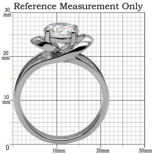 TK066 - High polished (no plating) Stainless Steel Ring with AAA Grade CZ  in Clear - Joyeria Lady