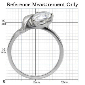 TK067 - High polished (no plating) Stainless Steel Ring with AAA Grade CZ  in Clear