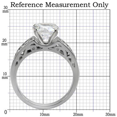 TK069 - High polished (no plating) Stainless Steel Ring with AAA Grade CZ  in Clear - Joyeria Lady