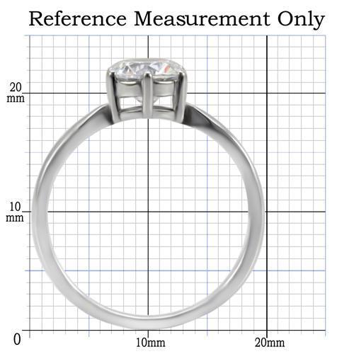 TK071 - High polished (no plating) Stainless Steel Ring with AAA Grade CZ  in Clear - Joyeria Lady