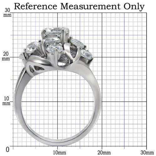 TK074 - High polished (no plating) Stainless Steel Ring with AAA Grade CZ  in Clear - Joyeria Lady