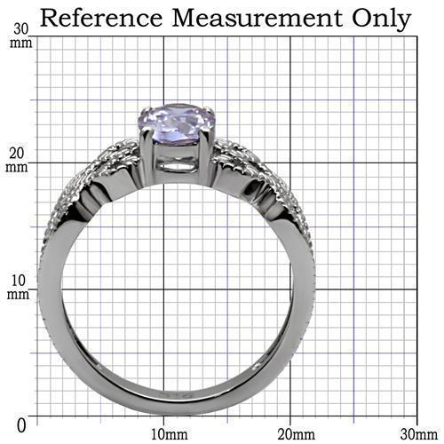 TK079 - High polished (no plating) Stainless Steel Ring with AAA Grade CZ  in Light Amethyst - Joyeria Lady