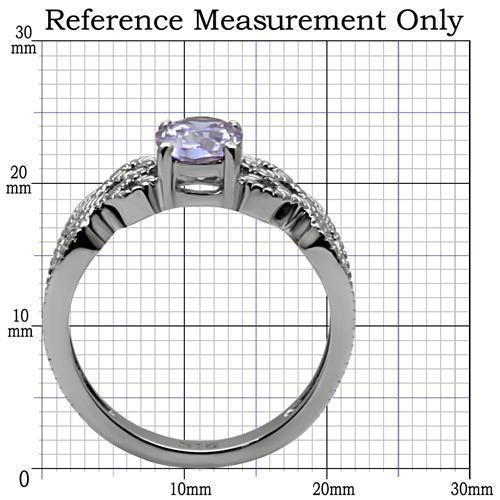 TK079 - High polished (no plating) Stainless Steel Ring with AAA Grade CZ  in Light Amethyst - Joyeria Lady