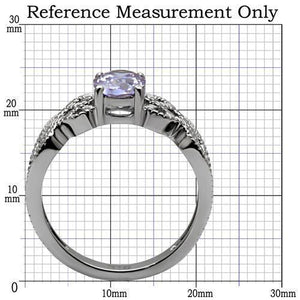 TK079 - High polished (no plating) Stainless Steel Ring with AAA Grade CZ  in Light Amethyst