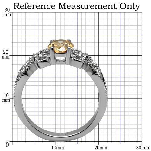 TK080 - High polished (no plating) Stainless Steel Ring with AAA Grade CZ  in Champagne - Joyeria Lady
