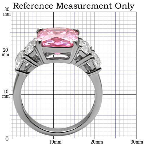 TK088 - High polished (no plating) Stainless Steel Ring with AAA Grade CZ  in Rose - Joyeria Lady
