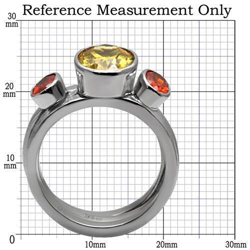TK095 - High polished (no plating) Stainless Steel Ring with AAA Grade CZ  in Multi Color - Joyeria Lady