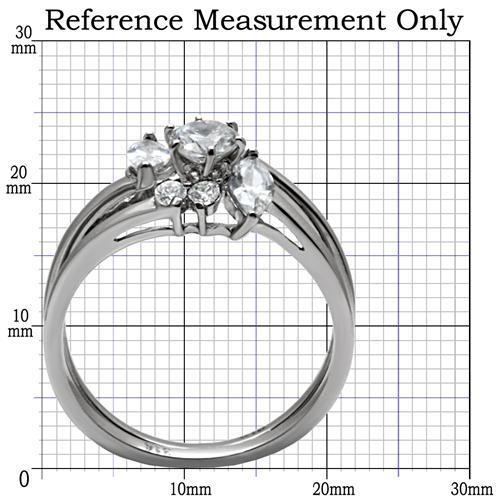 TK096 - High polished (no plating) Stainless Steel Ring with AAA Grade CZ  in Clear - Joyeria Lady