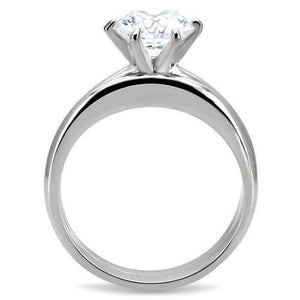 TK097 High polished (no plating) Stainless Steel Ring with AAA Grade CZ in Clear