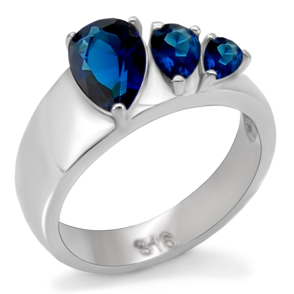 TK0F511 - High polished (no plating) Stainless Steel Ring with Synthetic Synthetic Glass in Montana - Joyeria Lady