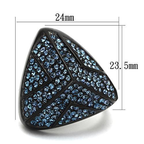 TK1005 - IP Black(Ion Plating) Stainless Steel Ring with Top Grade Crystal  in Montana - Joyeria Lady