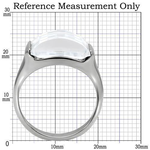 TK100 - High polished (no plating) Stainless Steel Ring with AAA Grade CZ  in Clear - Joyeria Lady
