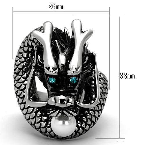 TK1014 - High polished (no plating) Stainless Steel Ring with Synthetic Pearl in White - Joyeria Lady