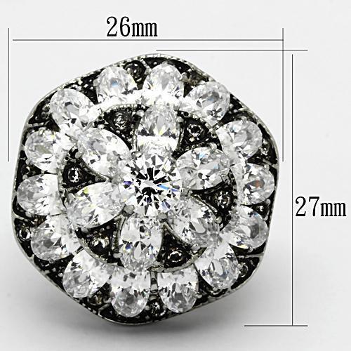TK1016 - High polished (no plating) Stainless Steel Ring with AAA Grade CZ  in Clear - Joyeria Lady