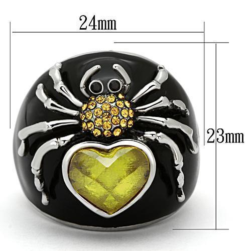 TK1019 - High polished (no plating) Stainless Steel Ring with AAA Grade CZ  in Topaz - Joyeria Lady