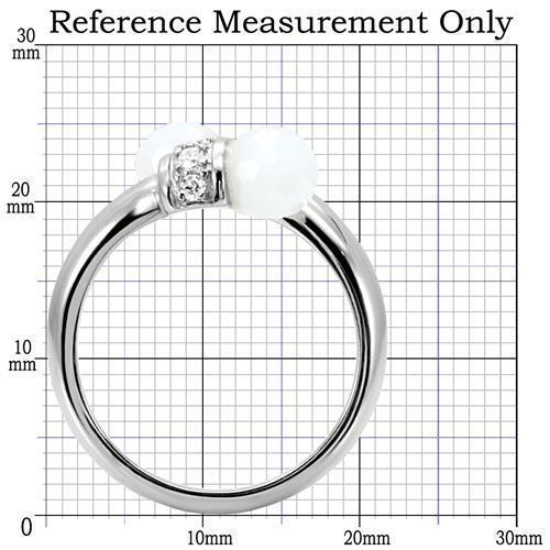 TK101 - High polished (no plating) Stainless Steel Ring with Milky CZ  in White - Joyeria Lady
