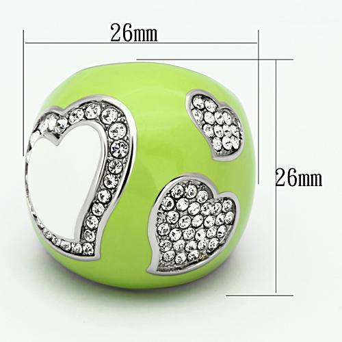 TK1021 - High polished (no plating) Stainless Steel Ring with Top Grade Crystal  in Clear - Joyeria Lady