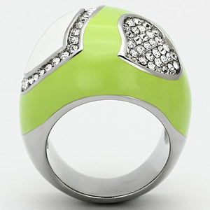 TK1021 - High polished (no plating) Stainless Steel Ring with Top Grade Crystal  in Clear
