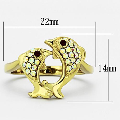 TK1023 - IP Gold(Ion Plating) Stainless Steel Ring with Top Grade Crystal  in Multi Color - Joyeria Lady
