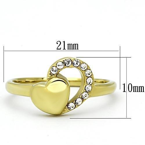 TK1024 - IP Gold(Ion Plating) Stainless Steel Ring with Top Grade Crystal  in Clear - Joyeria Lady