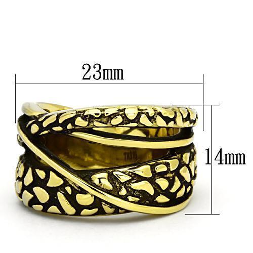 TK1025 - IP Gold(Ion Plating) Stainless Steel Ring with No Stone - Joyeria Lady