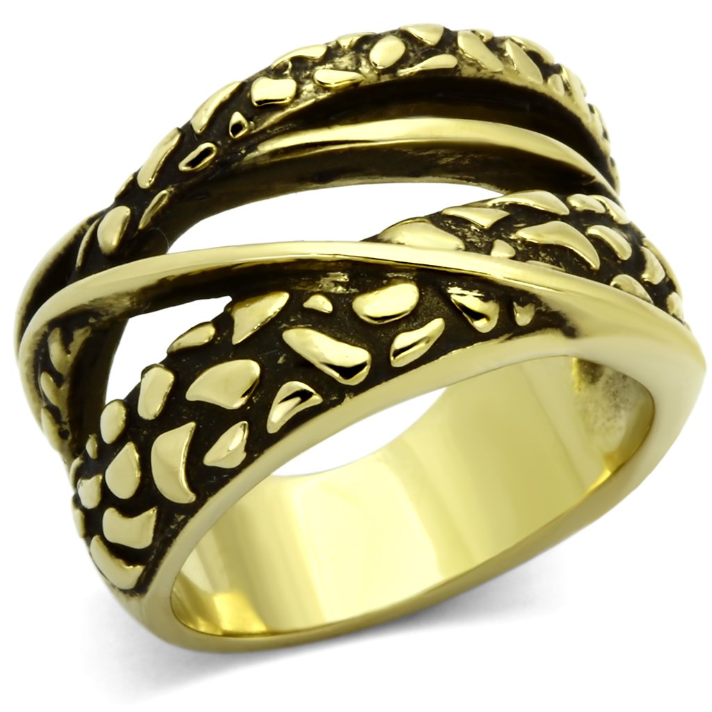 TK1025 - IP Gold(Ion Plating) Stainless Steel Ring with No Stone - Joyeria Lady