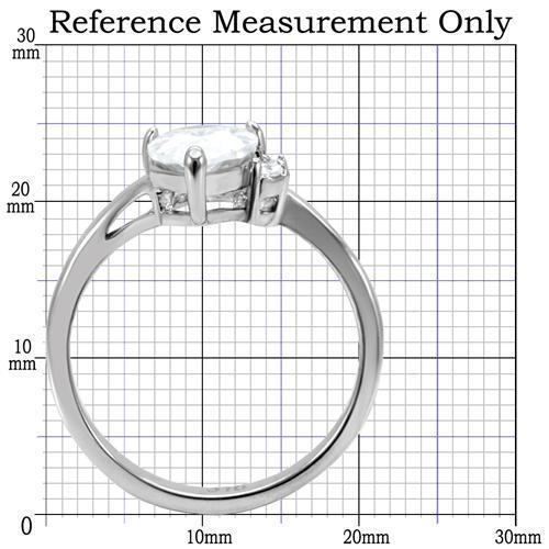 TK102 - High polished (no plating) Stainless Steel Ring with AAA Grade CZ  in Clear - Joyeria Lady