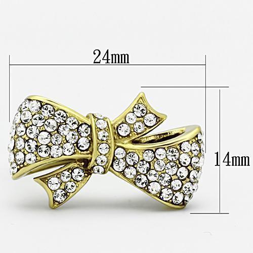 TK1032 - IP Gold(Ion Plating) Stainless Steel Ring with Top Grade Crystal  in Clear - Joyeria Lady