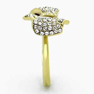 TK1032 - IP Gold(Ion Plating) Stainless Steel Ring with Top Grade Crystal  in Clear