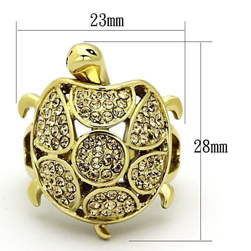 TK1035 - IP Gold(Ion Plating) Stainless Steel Ring with Top Grade Crystal  in Citrine Yellow - Joyeria Lady