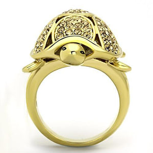 TK1035 - IP Gold(Ion Plating) Stainless Steel Ring with Top Grade Crystal  in Citrine Yellow
