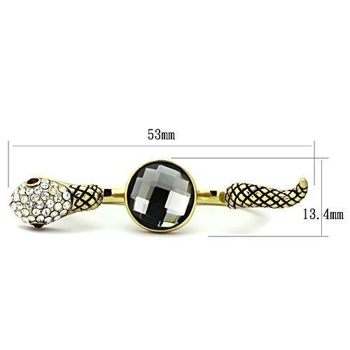 TK1036 - IP Gold(Ion Plating) Stainless Steel Ring with Synthetic Glass Bead in Black Diamond - Joyeria Lady
