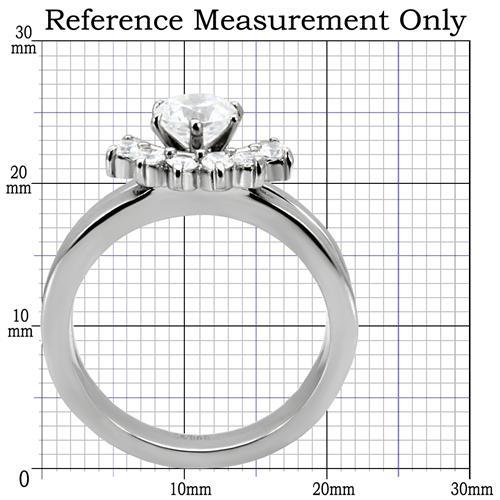 TK105 - High polished (no plating) Stainless Steel Ring with AAA Grade CZ  in Clear - Joyeria Lady