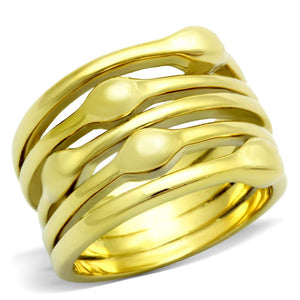 TK106G - IP Gold(Ion Plating) Stainless Steel Ring with No Stone - Joyeria Lady