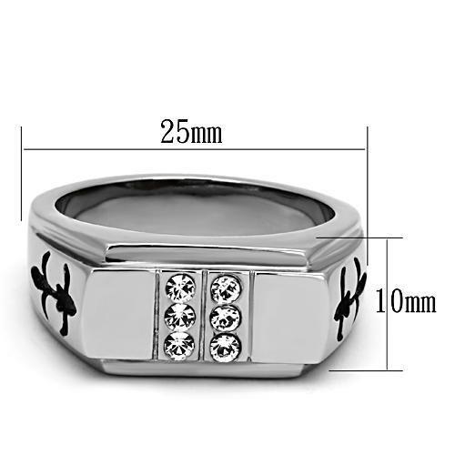 TK1071 High polished (no plating) Stainless Steel Ring with Top Grade Crystal in Clear - Joyeria Lady
