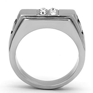 TK1071 High polished (no plating) Stainless Steel Ring with Top Grade Crystal in Clear