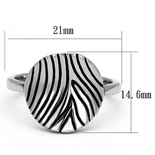 TK1078 - High polished (no plating) Stainless Steel Ring with Epoxy  in Jet - Joyeria Lady